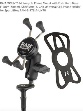 RAM MOUNTS X-Grip Motorcycle Phone Mount with Fork Stem Base - Black